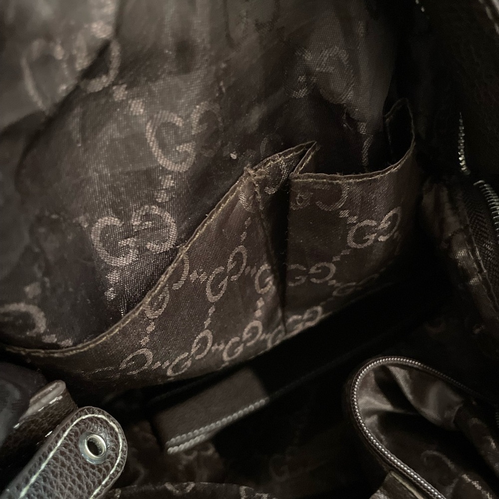 SOLD!! GG Brown and Tan Shoulder Bag with GG Monogram - Picture 6 of 9
